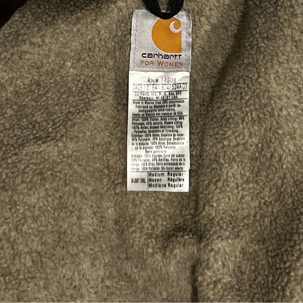 Vintage Carhartt Women M Detroit Jacket Sherpa Lined Wj097 Cml Brown Tan Y2k - Picture 3 of 14
